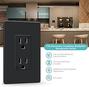 WEBANG Decorator Receptacle Outlet, Screwless Wall Plate Included